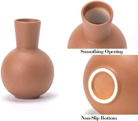 Ceramic Vase Home Decor Small Flowers Vase Set of 4 Living Room Decoration Bookshelf Bedroom Office Kitchen Dining Table Modern Farmhouse - Image 4