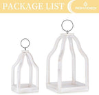 Romadedi Wooden Lantern Set of 2, 8.7" & 11.5" Tall, Whitewashed - Image 6