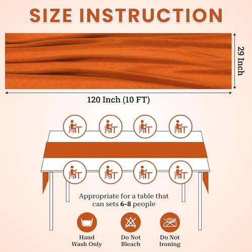 MDS Pack of 5 | Brunt Orange | 10ft Chiffon Table Runner 29x120 Inches Long Romantic Rustic Sheer Gauze Runner for Wedding Bridal Shower Birthday Banquets Engagement Spring Easter Boho Decorations - Image 3