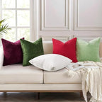 decorUhome Soft Chenille Christmas Red Throw Pillow Covers 24X24 Set of 2 - Image 3