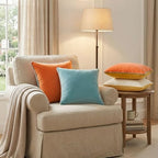 Mecatny Velvet Decorative Throw Pillow Covers 20x20 Set of 4 Orange/Yellow - Image 4