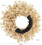 24 Inch Fall Wreaths for Front Door, Beige Forsythia Autumn Wreath - Image 4