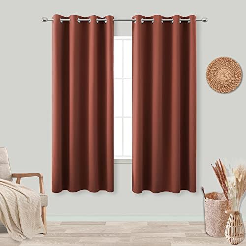 KOUFALL Boho Curtains 2 Panels,Blackout Hippie Rustic Curtains for Living Room Bedroom 63 Inch Length,Terra Cotta Rust Aztec Red by KOUFALL