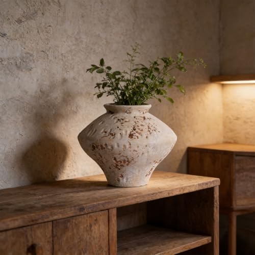 Wabi Sabi Rusty Vintage Vase, 6.3" Tall Wabi Sabi Decor Rustic Farmhouse Pottery Vase for Centerpiece, Textured Pottery Flower Vases for Home Decorative, Table, Living Room, Bedroom, Bathroom, Kitchen - Image 5