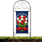 Garden Flag Holder Stand Yard Flag Holder Metal Flag Stand Outdoor Flag Pole Holder for Outside House Seasonal Garden Flag Stake for Lawn Holiday Decor with 2 Stoppers and 2 Anti-Wind Clips by Unknown