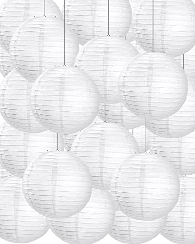 Treela 30pack White Chinese Paper Lanterns for Wedding Party Decor, 10" by Treela