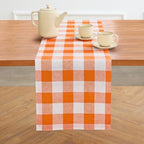 Solino Home 100% Linen Table Runner, 14 x 90 in, Pumpkin and White Check by SolinoHome