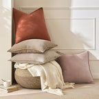 MIULEE Pack of 2 Blush Pink Euro Shams Chenille Pillow Covers 26x26 Inch - Image 7