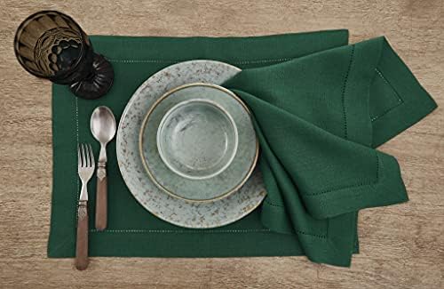 Solino Home 100% Linen Placemats Rainforest Hemstitch, 14 x 19 in, Set of 4 - Image 2
