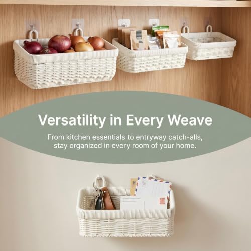 Wicker Hanging Baskets for Bathroom, Kitchen, Entryway, Set of 3 - Image 3