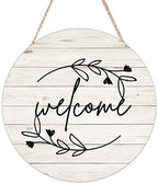 Cheyan Round Front Door Sign Welcome Wood Sign with Quote for Room Wall Decor Natural Wood Bedroom Living Room Hanging Rustic Farmhouse Decor 16"x16" - Image 2