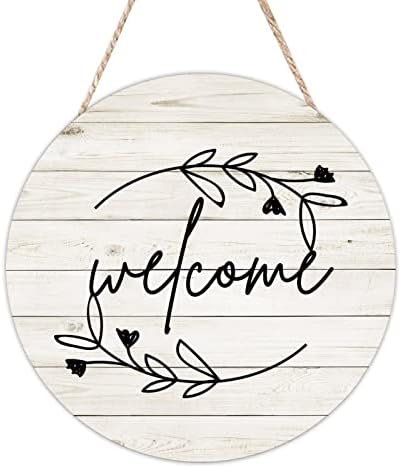 Cheyan Round Front Door Sign Welcome Wood Sign with Quote for Room Wall Decor Natural Wood Bedroom Living Room Hanging Rustic Farmhouse Decor 16"x16" - Image 2