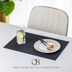 Placemats Set of 12 - Easy Clean Woven Vinyl Placemats for Dining Table, Indoor/Outdoor Place Mats, Washable PVC Table Mats（Black） - Image 2