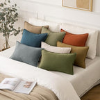 MIULEE Decorative Linen Euro Sham Pillow Covers 24x24 Blue - Image 5
