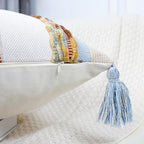 PANOD Chenille Farmhouse Throw Pillow Covers 18 x 18 Blue Brown, Neutral Boucle Couch Pillow Cover, Striped Decorative Boho Coushion Cover Pillow Case for Couch Bed Sofa Bedroom,Modern Accent,Set of 2 - Image 4