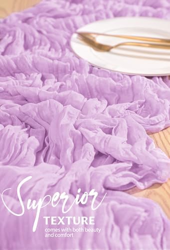 18 Pack Cheesecloth Table Runner 10FT Lilac Purple Table Runner Lavender Boho Gauze Cheese Cloth Table Runners Long Rustic Sheer Table Decorations for Wedding Party Baby Bridal Shower Birthday Holiday - Image 4