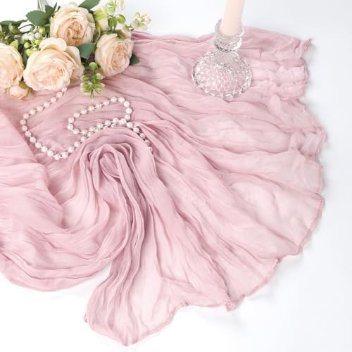 12 Pack Dusty Pink Table Runner Cheesecloth 10Ft Gauze Cheese Cloth Table Runner 35x120 Inch Boho Sheer Rustic Fabric for Holiday Party Decor Baby Shower Wedding Decorations - Image 7