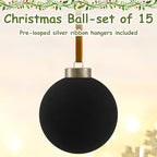 Liliful 15 Pcs Velvet Christmas Balls Bulk Flocked Christmas Tree Ball Ornaments Plastic Xmas Decorative Hanging Ornaments(Black,3.15 Inch) - Image 3