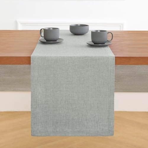 Solino Home 100% Pure Linen Table Runner Chambray Grey, Athena 14 x 90 in - Image 2