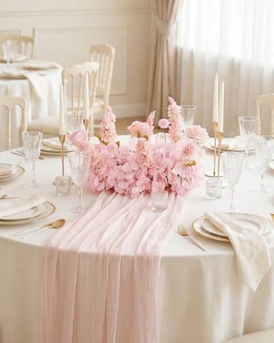 18inch Aisle Flower Garland Centerpieces, Mixed Pink Artificial Flowers Rose with Hydrangea, Floral Runner for Wedding Arch, Backdrop, Reception Table Decor, Ceremony Pathway - Image 3