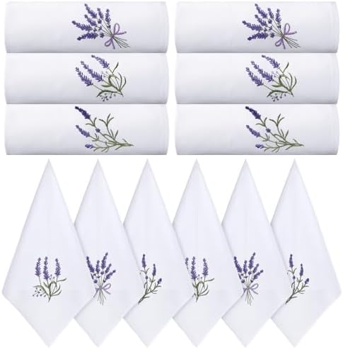 HunnmingRe 12 Pcs Spring Floral Cloth Napkins 100% Cotton, 17x17inch by HunnmingRe