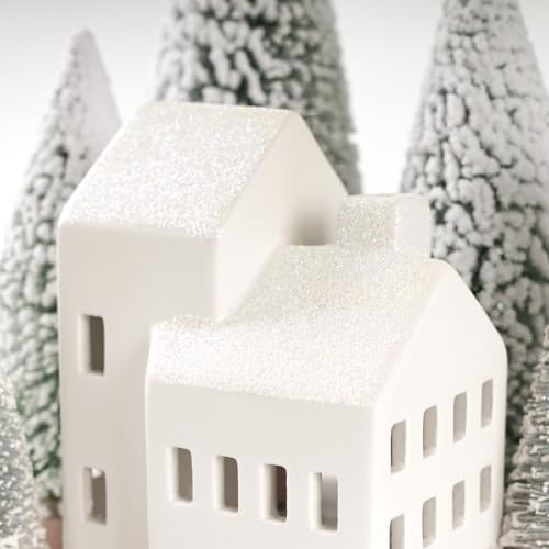 Christmas Decorations Indoor, 5 Lighted Ceramic Christmas Village Houses - Image 4