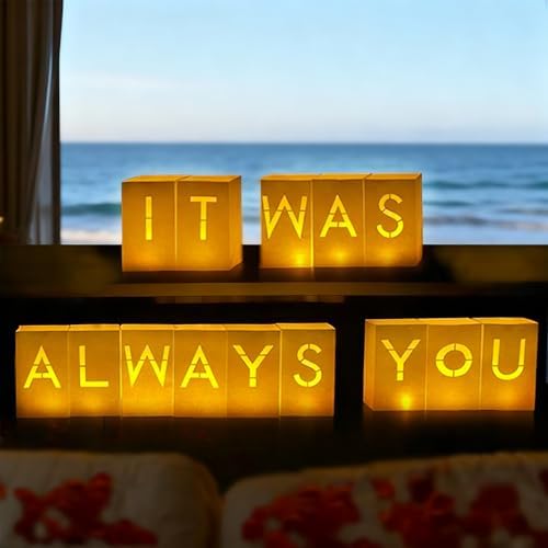 It Was Always You Decorations – Romantic Decoration Kit with Light Up Letters, 30 Tea Light Candles, 2000 Rose Petals, 10 Balloons – Luminary Bags for Anniversary Surprise - Image 2