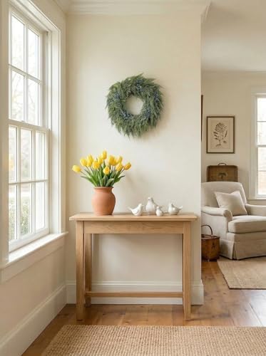 16" Spring Wreaths for Front Door, Artificial Greenery Wreath with Blueberry, Green Norfolk Pine and Cedar for Wall, Porch, or Indoor Outdoor Decor, Real Touch Cedar Foliage - Image 5
