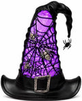 Halloween Witch Hat Snow Globe Lantern with Swirling Glitter, Purple Light by COZYPAVILION