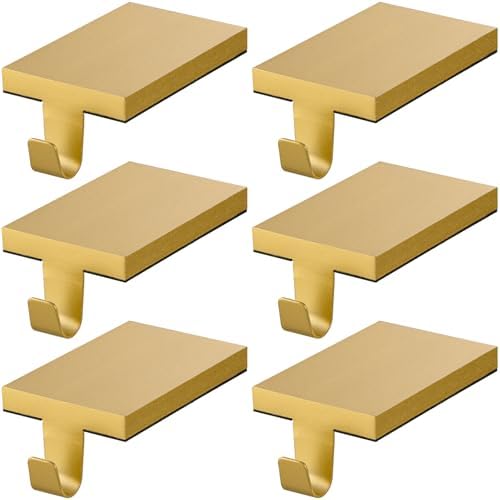 6 Pcs Christmas Stocking Holders Hanging Hooks Heavy Duty Mantel Stocking Holder Bases Weighted Metal Stocking Hangers for Shelf Fireplace Stair Xmas Party Decor (6, Gold) by ARCHCRTC
