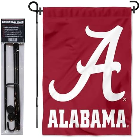 Alabama Crimson Tide Script A Garden Flag with Stand Holder - Image 2