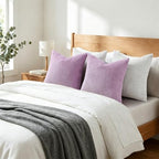 Mecatny Corduroy Decorative Throw Pillow Covers 22x22 Set of 2 Lilac - Image 7