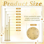 10pcs 9 Arm Gold Candelabra, Fit for Flameless or Wax - Image 2