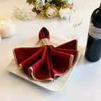 Lace Cloth Napkins, 100% Cotton, 12 Pack, 20x20 Inch, Tango Red/Golden - Image 4