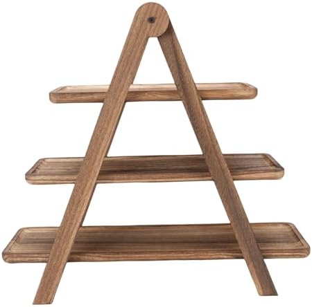 MAVIS LAVEN 3 Tier Rectangle Stand, Solid Wood Multilayer Storage Tray, Stylish Kitchen Organizer for Fruits, Cakes, and Decor - Image 5