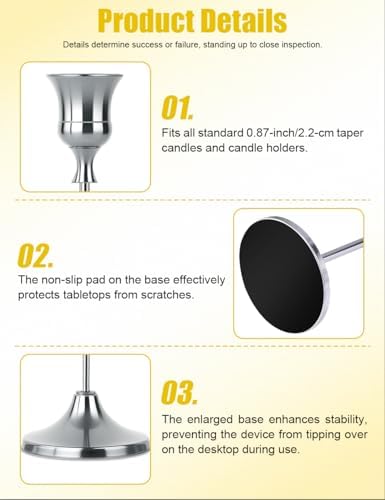 4 Sets(12 Pcs) Silver Tapered Candle Holder,Candlestick Tall Metal Candlestick Holders for Table Centerpiece Home Decor for Wedding Fireplace Mantel Housewarming Gift Fits 3/4 Inch Thick Candles - Image 3