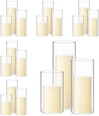 Shihanee 36 Pillar Candles,3'' X 5.9", 7.9", 9.8",Clear,Ivory by Shihanee