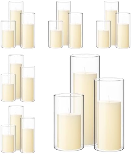 Shihanee 36 Pillar Candles,3'' X 5.9", 7.9", 9.8",Clear,Ivory by Shihanee