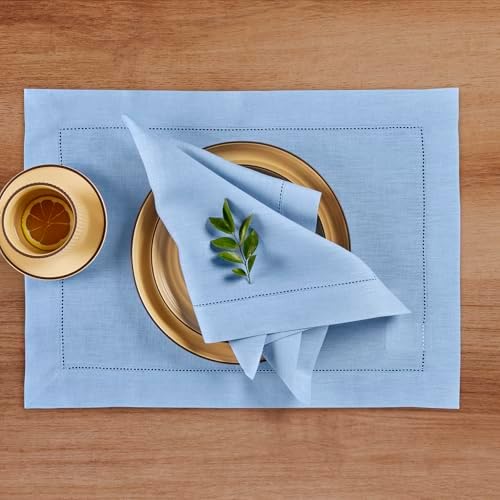 Solino Home 100% Pure Linen Napkins Cornflower Blue, 20 x 20 in, Set of 4 - Image 3