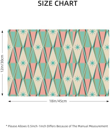 Middle Century Placemats Set of 6, Bohemian Modern Mid Century 50'S Print Washable Table Runner, Kitchen Dining Room Party Decoration - Image 2