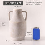 Mitt&Ditt Ceramic Flower Vase with Handles, 11 inch Tall Off-White Vase, Large Decorative Terracotta Vases, Farmhouse Rustic Pottery Vases for Home Decor, Living Room, Table - Image 2