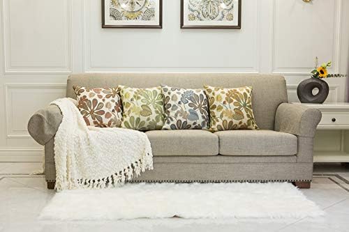 Mika Home Set of 2 Jacquard Tropical Leaf Pattern Throw Pillow Covers Decorative Pillowcase 22X22 Inches,Green Cream - Image 6