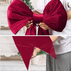Large Velvet Bow 75x23 Inch Oversized Christmas Tree Topper (Dark Red - Image 4