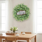 26'' Artificial Eucalyptus Wreath with Welcome Sign for Front Door (Green) - Image 3