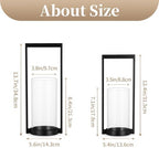 Sziqiqi Hurricane Candle Holder for Pillar: Black Modern Candle Holders for Table Centerpiece - Geometric Candle Stand Set of 2 with Glass for Living Room Fireplace Christmas Decor (Pack of 2) - Image 5