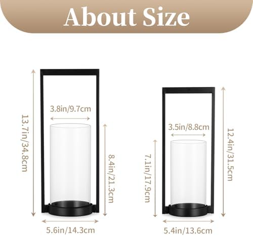 Sziqiqi Hurricane Candle Holder for Pillar: Black Candle Holders for Table - Image 5