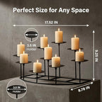 9-Tier Fireplace Candelabra Candle Holder, Modern Geometric Matte Black Metal Candle Stand with Stable Curved Base, 9 Pillar Candle Holder Centerpiece for Mantel, Table, Christmas, Wedding Decor - Image 2