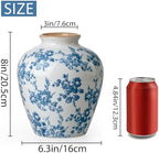 Blue and White Vase, 8 Inch Vintage Chinoiserie Ceramic Vase, Rustic Flower Vases Decorative Antique Vases for Home Decor, Retro Ice Cracked Porcelain Farmhouse Table Centerpieces Decor - Image 2