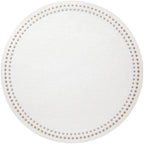 Bodrum Pearls Round Embroidered Placemats Set of 4 – 15" Elegant Table Mats for Dining, Weddings & Special Occasions, Decorative, Wipe-Clean Vinyl Placemats, Pure White/Gold & Silver by Unknown