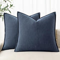 MIULEE Decorative Linen Euro Sham Pillow Covers 24x24 Indigo Blue by MIULEE